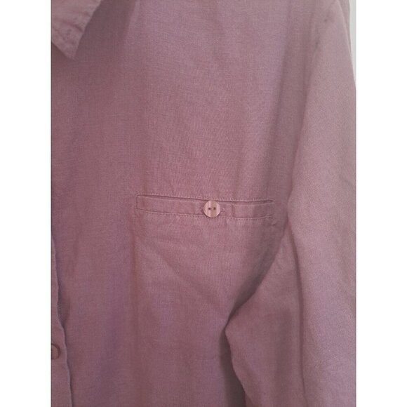Chadwick's Women's 16 Dark Mauve Long Sleeve Linen Button-Up Breast Pocket Shirt - Picture 4 of 7